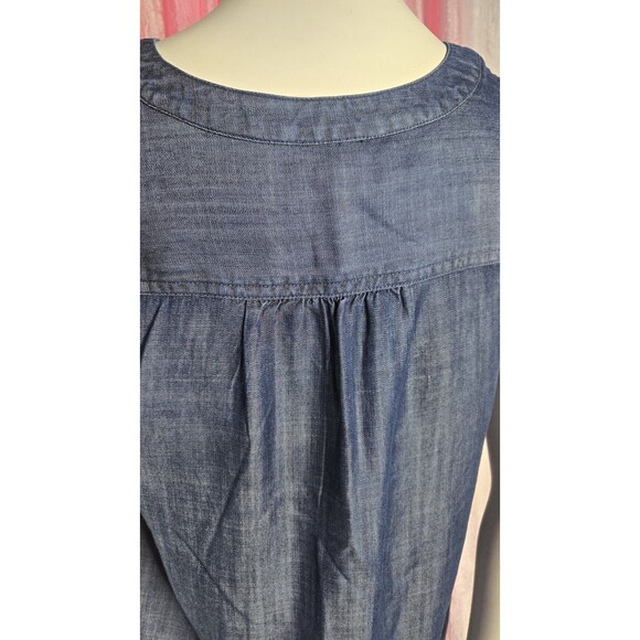J.Jill Blue Denim Embroidered Floral Chambray Tunic Tank Top Size Small - Picture 9 of 13